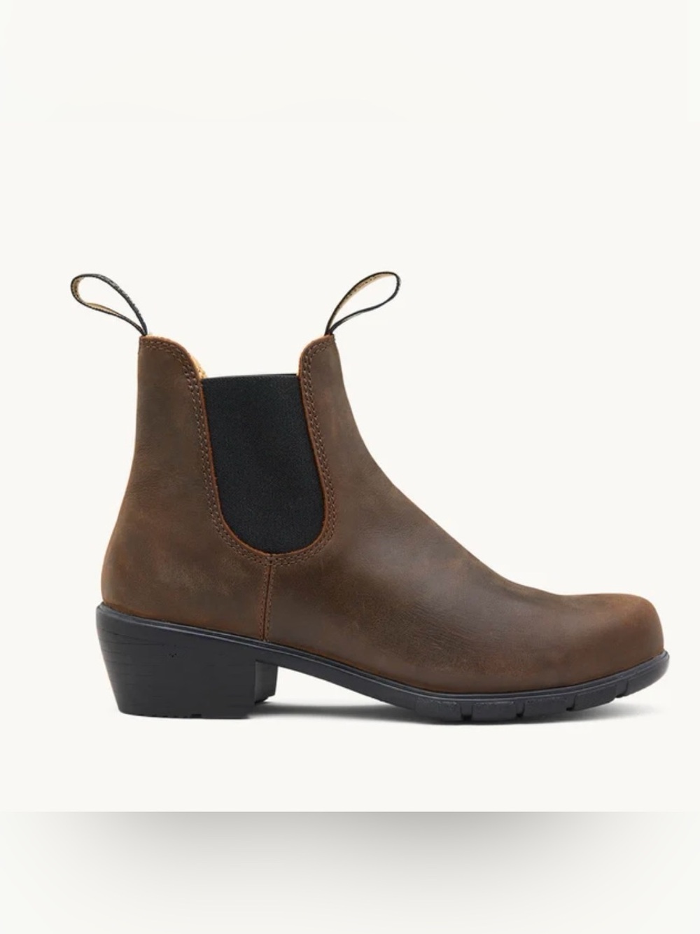 Blundstone Brown Chelsea Heeled Boot with Black Elastic 6.5